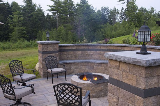 Outdoor Fire Pit, Patio And Sitting Wall